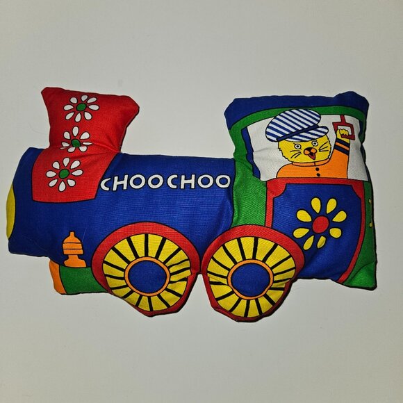 2 VTG Richard Scarry Plush Pillow Lot Nursery Decor Noah's Boat ChooChoo Train - Picture 7 of 8